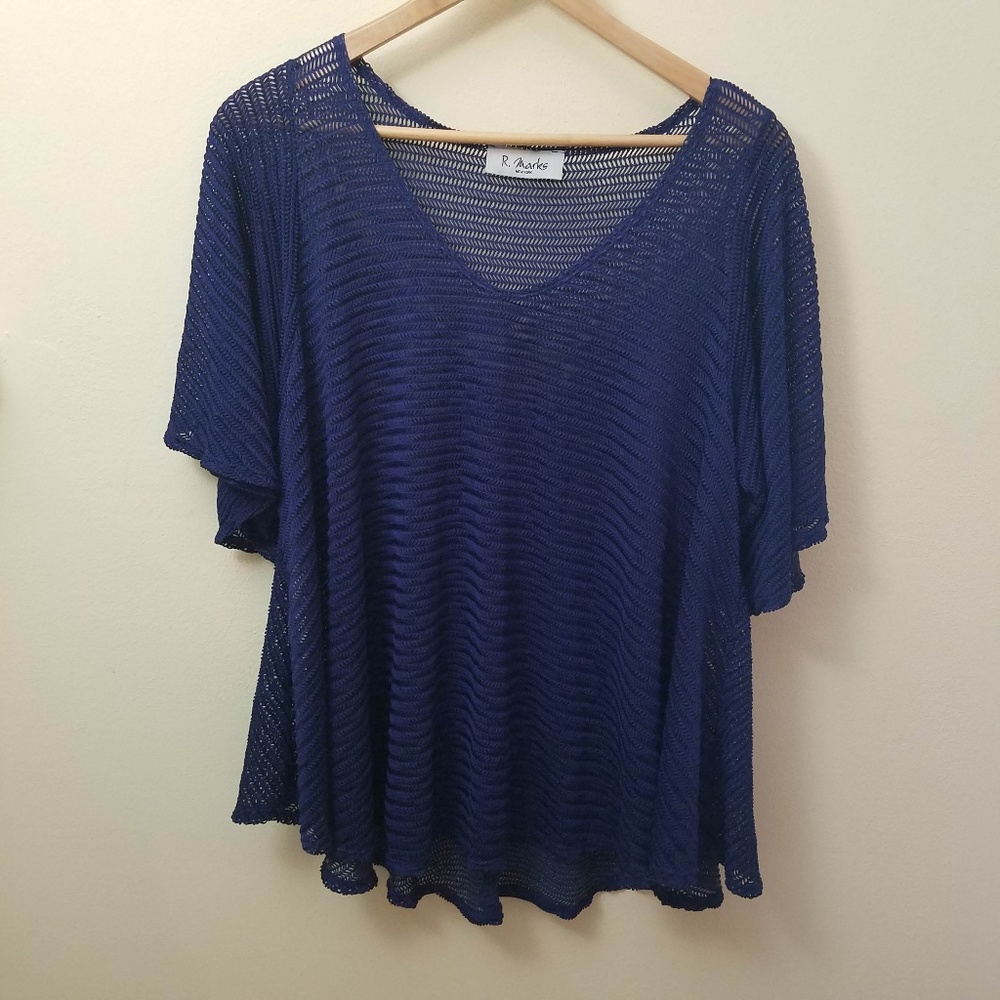 R. Marks Blue 3/4 Sleeve Blouse